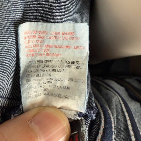 FUBU Denim Corset Waist Puff Off Shoulders Straight leg Stretch Jumpsuit sz XL L - Picture 9 of 11